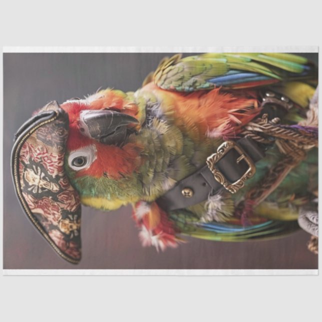 Papel De Seda Decoupage Whimsical Pirate Conure Parrot (Anverso)
