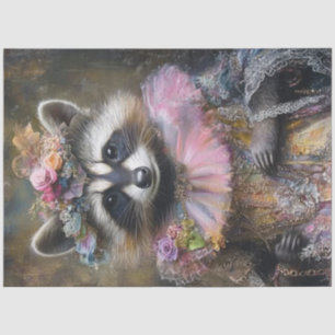 Papel De Seda Decoupage Whimsical Raccoon Rufled Coloar
