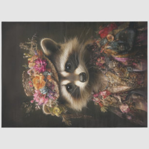 Papel De Seda Decoupage Whimsical Raccoon Victorian Vestido