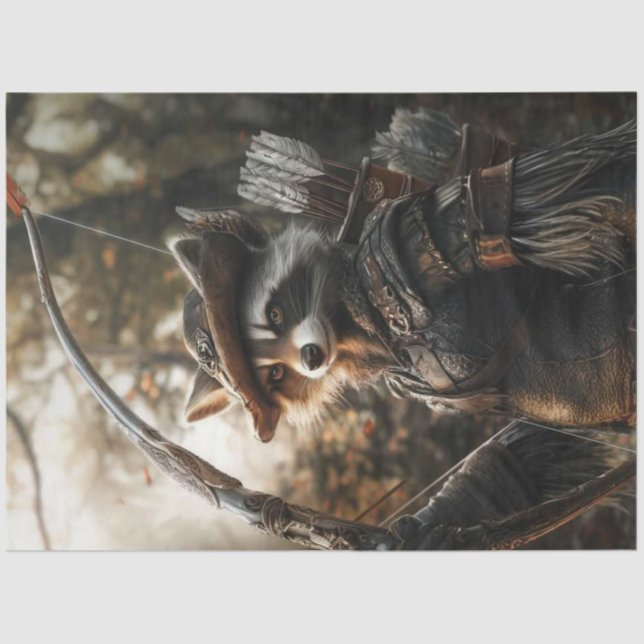 Papel De Seda Decoupage Whimsical Racoon Robyn Hood de Bosque (Anverso)