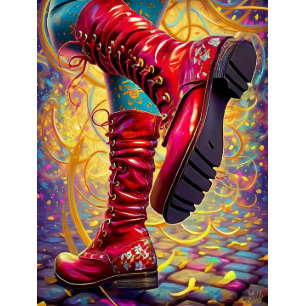 Papel De Seda Decoupage Whimsical Red Boots Fantasía Artística