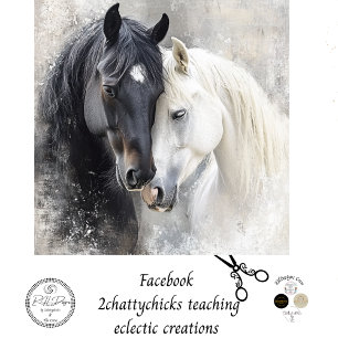 Papel De Seda Decoupage Whimsical Resumen Caballo Blanco Negro