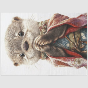 Papel De Seda Decoupage Whimsical Rezando Otter Japonés Style