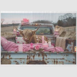 Papel De Seda Decoupage Whimsical Romantic Setting Highland Cow