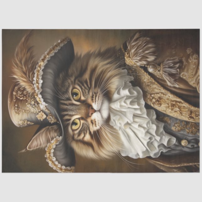 Papel De Seda Decoupage Whimsical Royal Cat Atmósfera francesa (Anverso)