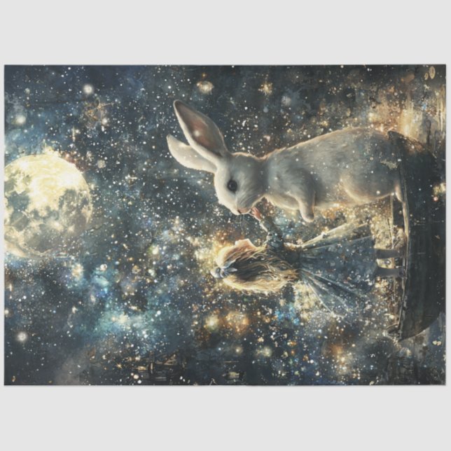 Papel De Seda Decoupage Whimsical Scene Alice & Rabbit (Anverso)