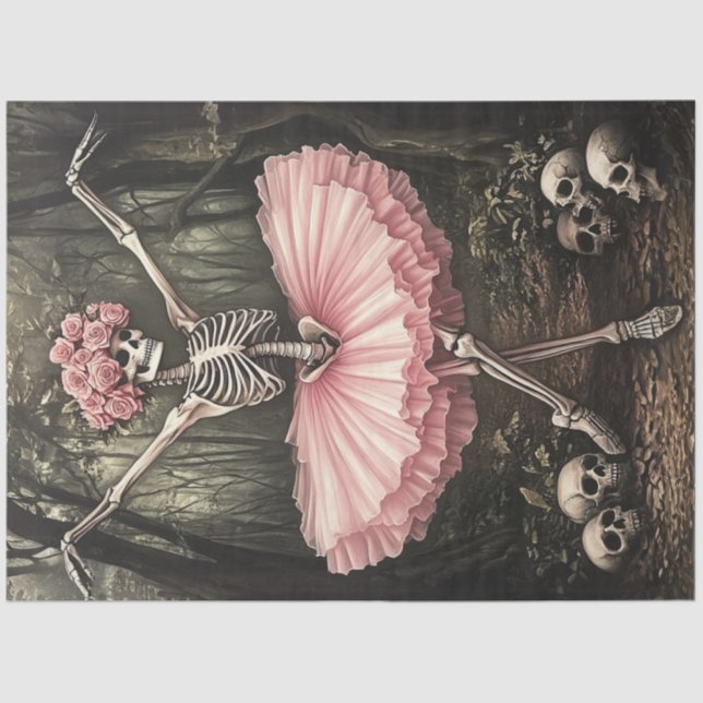 Papel De Seda Decoupage Whimsical Skeleton Danzando en Tutu (Anverso)
