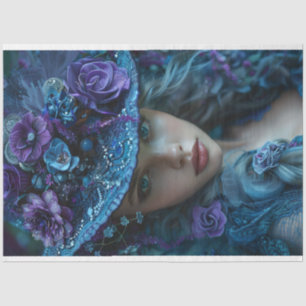 Papel De Seda Decoupage Whimsical Southern Bell Lady Verde azula