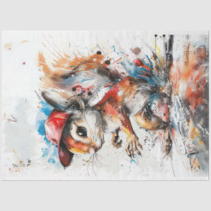Papel De Seda Decoupage Whimsical Splash Art Squirell Pintura
