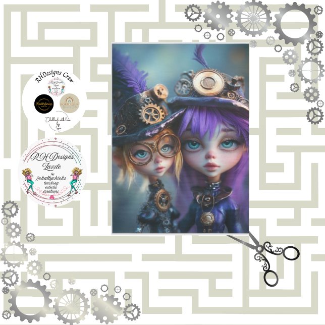 Papel De Seda Decoupage Whimsical Steampunk Chicas Andrea & Rena (Subido por el creador)