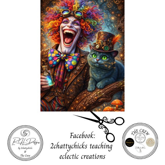 Papel De Seda Decoupage Whimsical Steampunk Trickster Magic Cat (Subido por el creador)