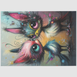 Papel De Seda Decoupage Whimsical Styling Cats Vibrantemente Col