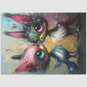 Papel De Seda Decoupage Whimsical Styling Cats Vibrantemente Col