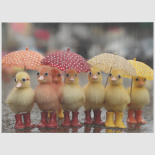 Papel De Seda Decoupage Whimsical Summer Ducklings en lluvia
