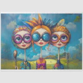 Papel De Seda Decoupage Whimsical Swinging Sisters Golfing 1