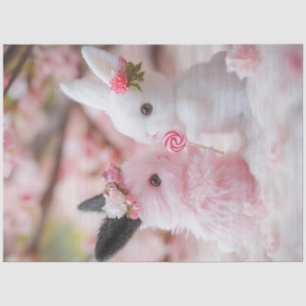 Papel De Seda Decoupage Whimsical Valentine Bunny Couple