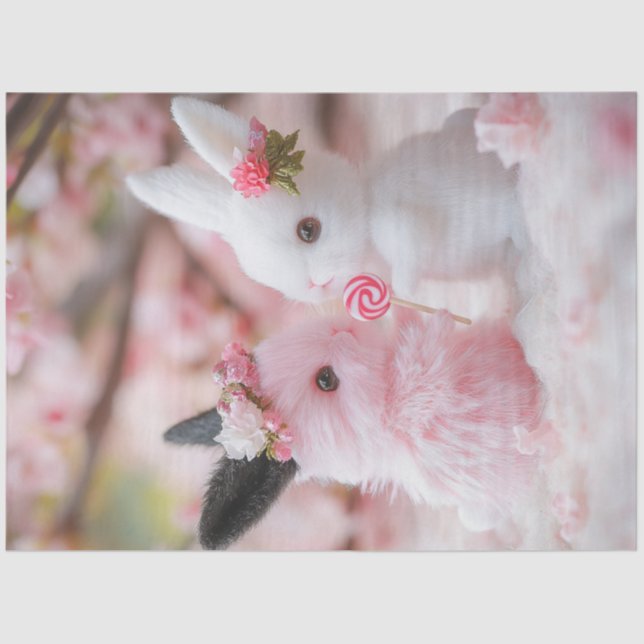 Papel De Seda Decoupage Whimsical Valentine Bunny Couple (Anverso)