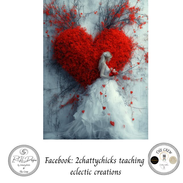 Papel De Seda Decoupage Whimsical Valentine Heart & Lady (Subido por el creador)