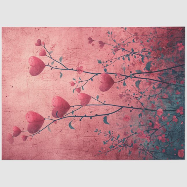 Papel De Seda Decoupage Whimsical Valentine Romantic Hearts (Anverso)