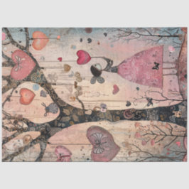 Papel De Seda Decoupage Whimsical Valentine Tree Ornaments