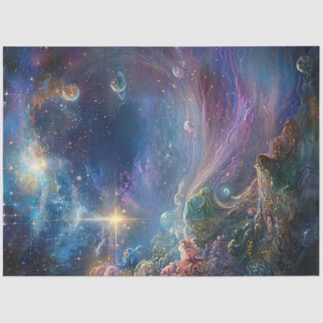 Papel De Seda Decoupage Whimsical Vibrante Paisajes Terrazas (Anverso)