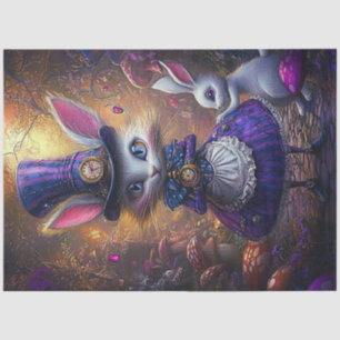 Papel De Seda Decoupage Whimsical Victorian Rabbit Gold & Purple