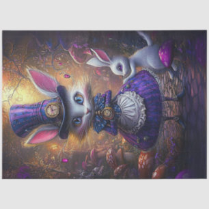 Papel De Seda Decoupage Whimsical Victorian Rabbit Gold & Purple