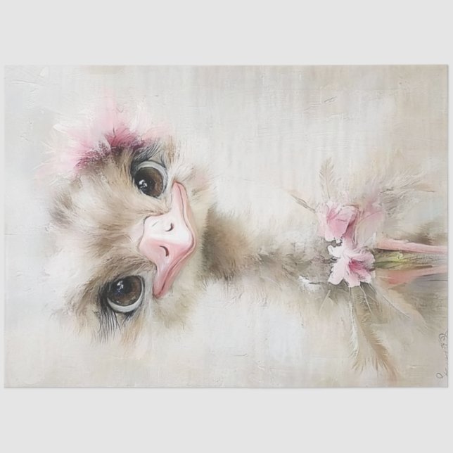 Papel De Seda Decoupage Whimsical White Graceich Ostrich Rosa (Anverso)