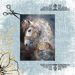 Papel De Seda Decoupage Whimsical White Horse Adorados Gemstones