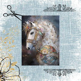 Papel De Seda Decoupage Whimsical White Horse Adorados Gemstones