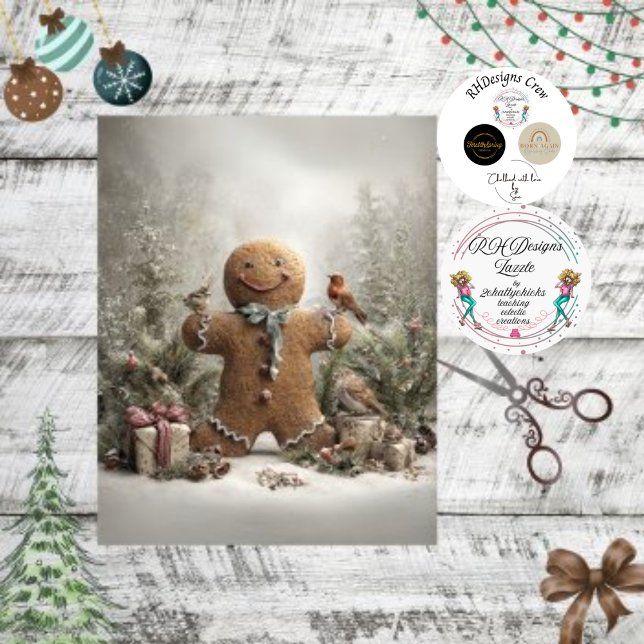 Papel De Seda Decoupage Whimsical Winter Gingerbread Scene (Subido por el creador)