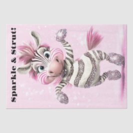 Papel De Seda Decoupage Whimsical Zebra White & Sparkly Zuni