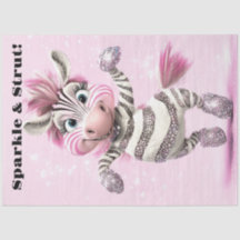 Decoupage Whimsical Zebra White & Sparkly Zuni