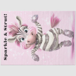 Papel De Seda Decoupage Whimsical Zebra White & Sparkly Zuni