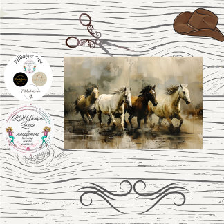 Papel De Seda Decoupage Wild Painterly Horses Running 