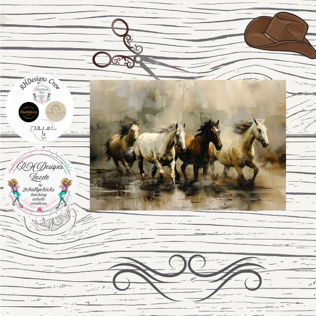 Papel De Seda Decoupage Wild Painterly Horses Running  (Subido por el creador)