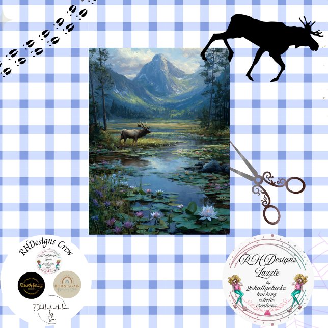 Papel De Seda Decoupage Winter Scene Elk Hunting (Subido por el creador)