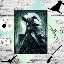 Papel De Seda Decoupage Witchwoman Moonlight Lace