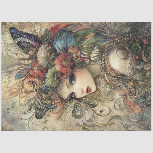 Papel De Seda Decoupage Woman Adored Headdress (Anverso)