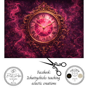 Papel De Seda Decoupage Wonderland Reloj Cronometrador Carmesí