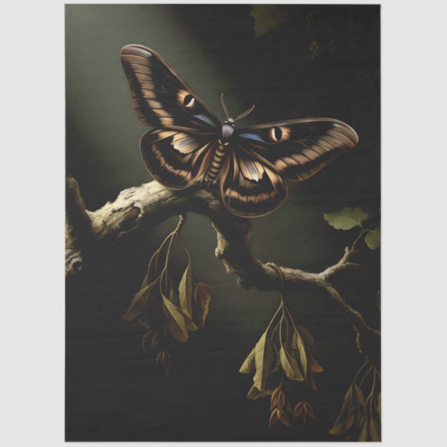 Papel De Seda Decoupage Woodland Moth Illustration (Anverso)