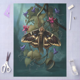 Papel De Seda Decoupage Woodland Moth Illustration