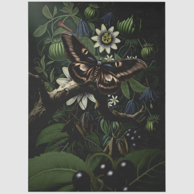 Papel De Seda Decoupage Woodland Moth Illustration (Anverso)