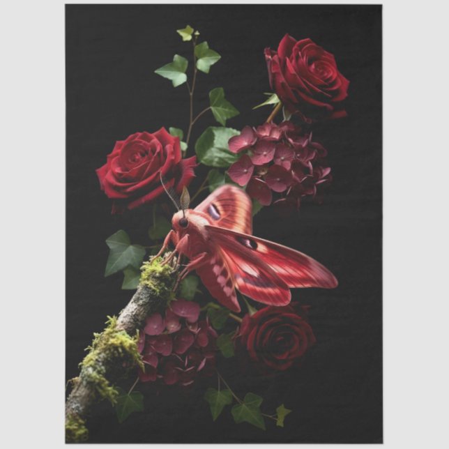 Papel De Seda Decoupage Woodland Moth Illustration (Anverso)