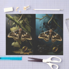 Papel De Seda Decoupage Woodland Moth Illustration