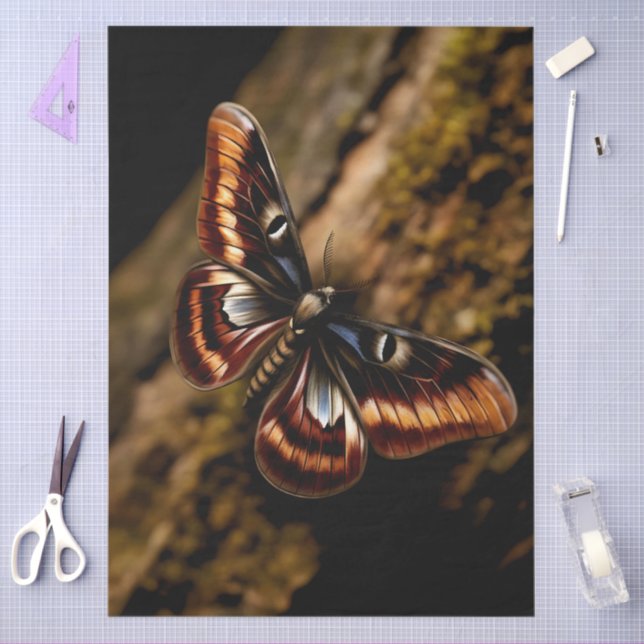 Papel De Seda Decoupage Woodland Moth Illustration (Artesanía)