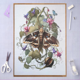 Papel De Seda Decoupage Woodland Moth Illustration