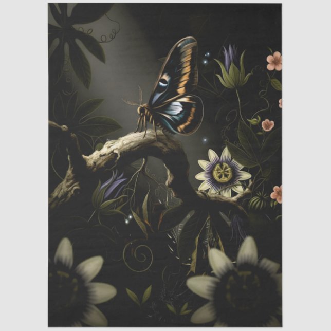 Papel De Seda Decoupage Woodland Moth Illustration (Anverso)