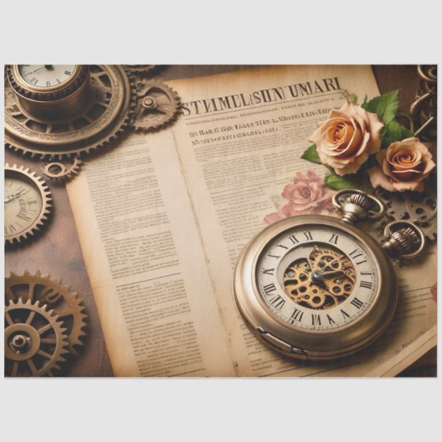 Papel De Seda Decoupagepapier, SteamFunk Clock 1 (Anverso)