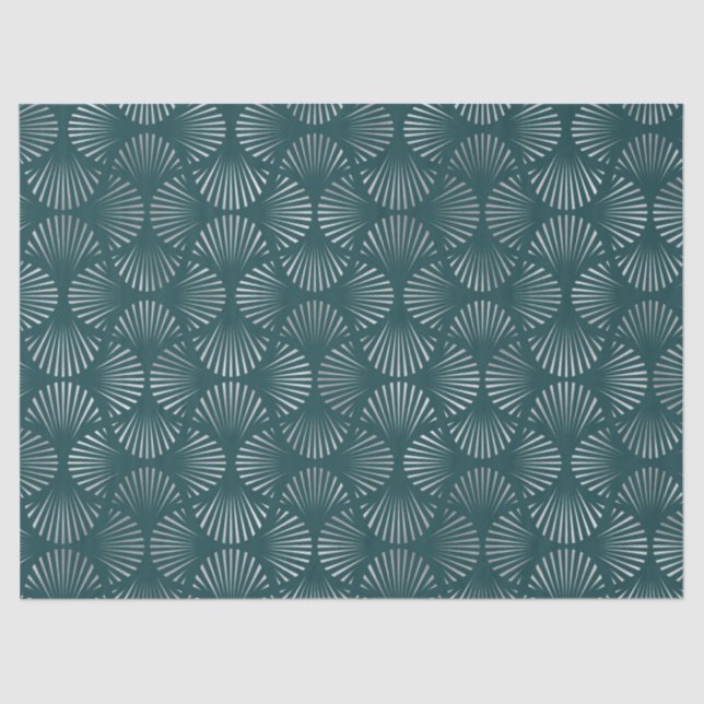 Papel De Seda Decoupagina del patrón de ventilador Verde azulado (Anverso)